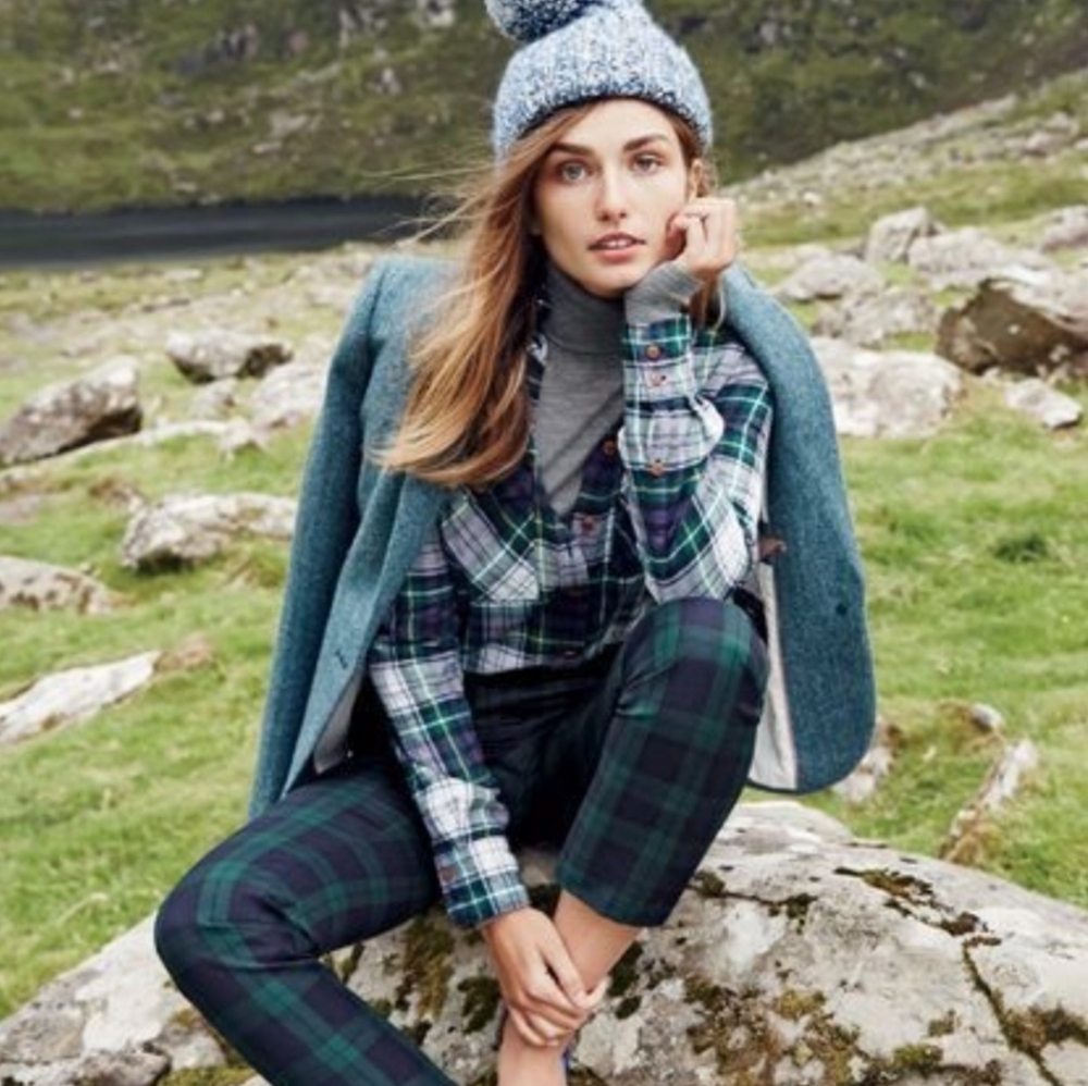 J. Crew Women's Ridge Plaid Flannel Boyfriend Shirt Green Size 2